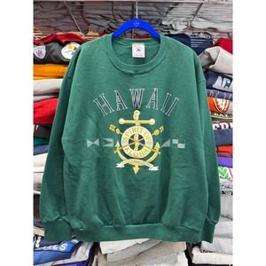 Vintage 90s Hawaii Spirit of Aloha Tourist Green Made in USA Crewneck Sweatshirt